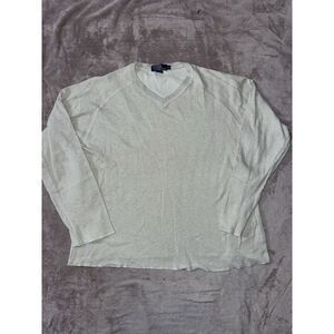 Polo Ralph Lauren Mens Pullover Long Sleeve V-Neck‎ Ivory Size 2XL